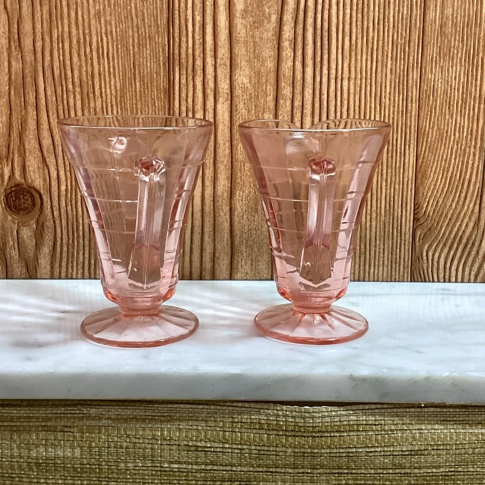 Vintage Pink Depression Glass Creamer and Sugar Set